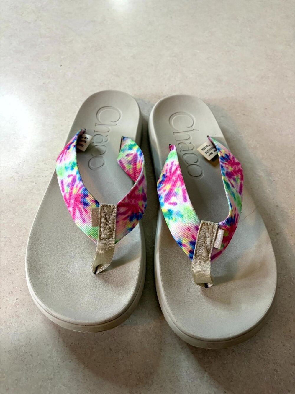 Chacos Chillos Flip Flops Shoes Light Tie Dye Gray Sandals Women's Size 11